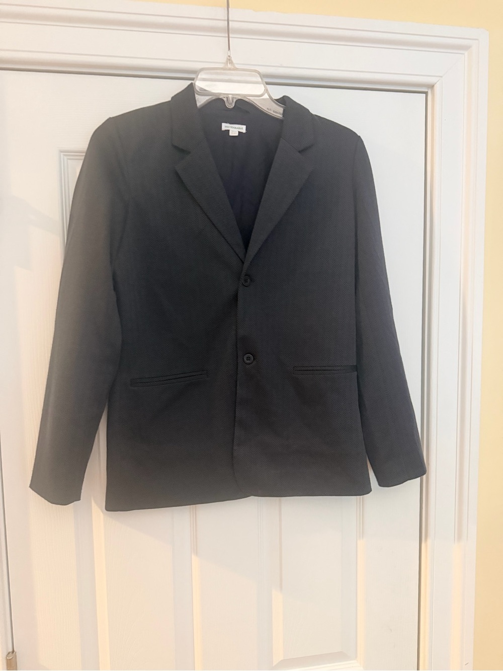 Women's Size 14 "Vertbaudel" French Black Two-Button Textured Blazer GUC
